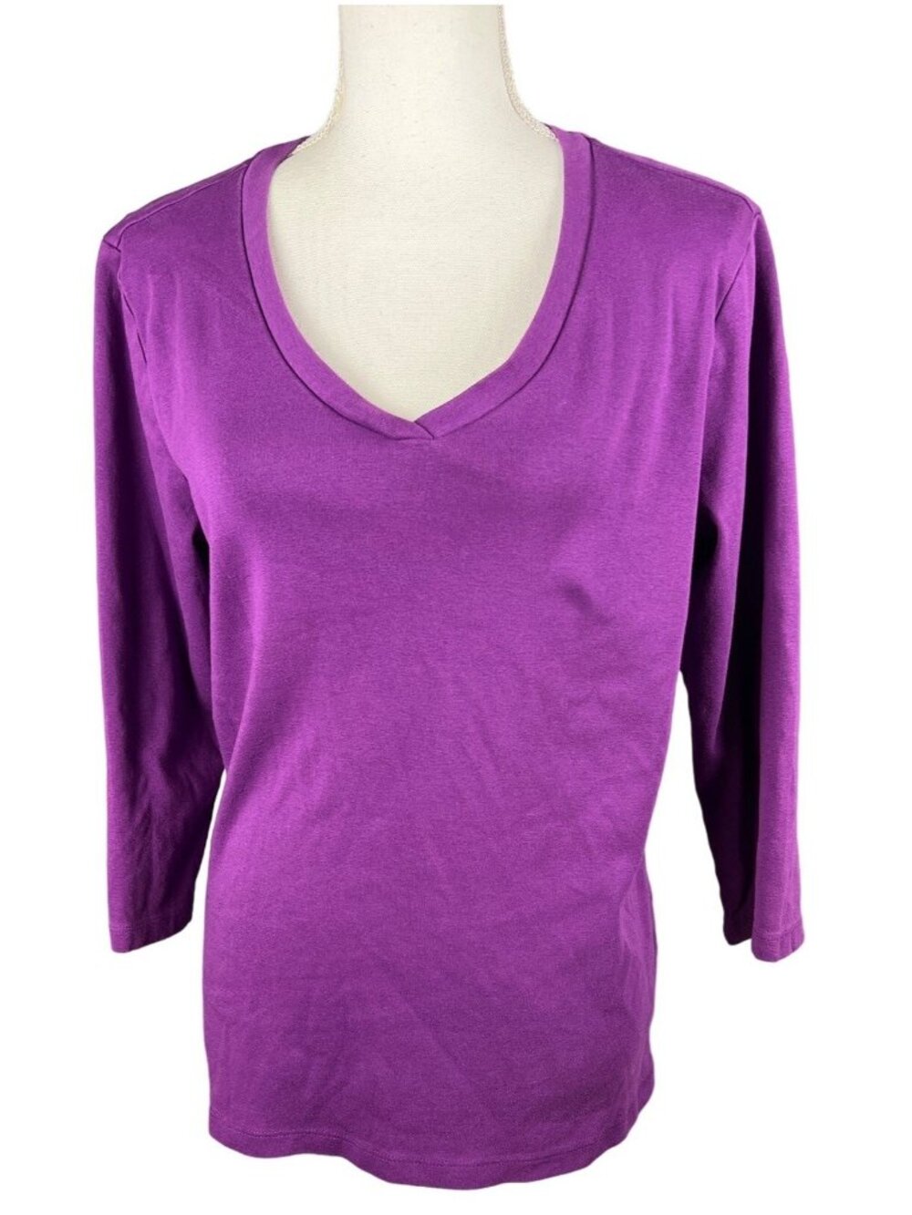 Chico's Women's Purple 3/4 Sleeve V-Neck Top Size 12